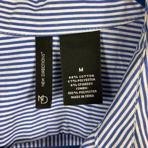 Womens New Directions Striped Leopard Shirt Blue White M - Picture 9 of 9